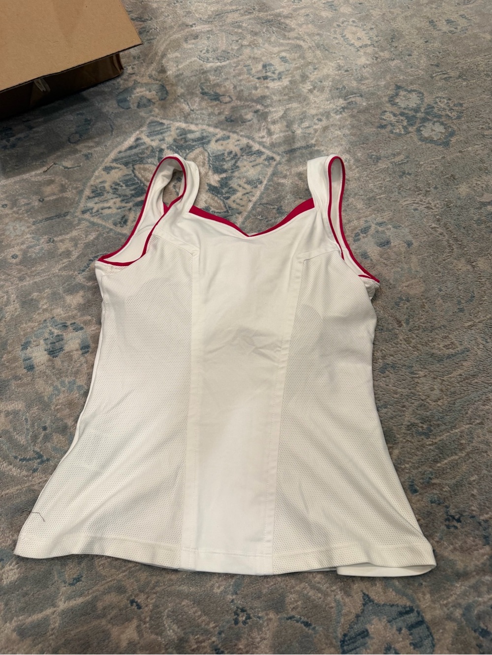 Nike White Tank Top with Pink Trim - Picture 4 of 5